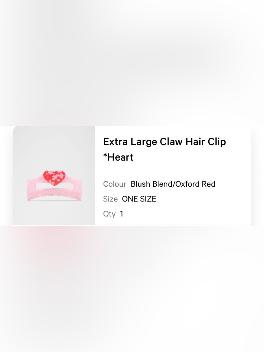 Lululemon Extra Large Claw Hair Clip Heart in Blush Blend / Oxford Red Pink